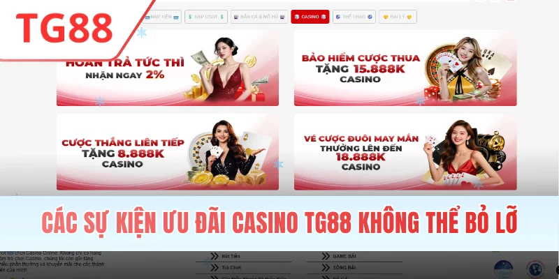 Các sự kiện ưu đãi casino TG88 không thể bỏ lỡ